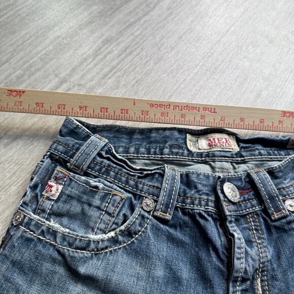 MEK Denim Women's Cut Off Jean Shorts 30" W Y2K Raw Hem Blue Wash - Picture 4 of 6